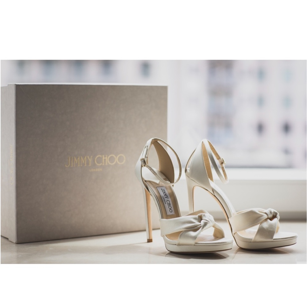 Jimmy Choo Rosie Satin Ivory 120 Heel